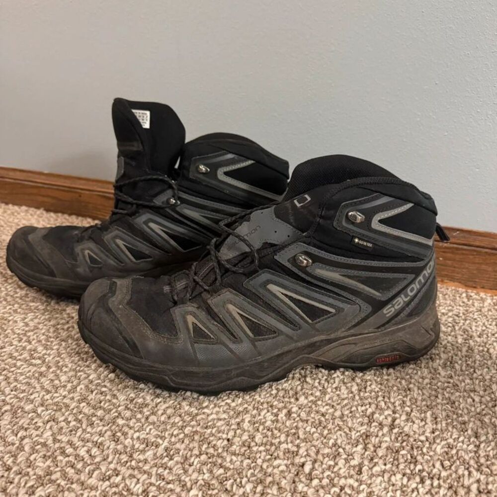 Salomon X Ultra 3 Mid GTX Hiking Boots Black Men's Size 14